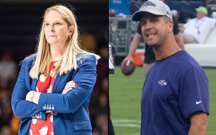 John Harbaugh and Brenda Frese episode artwork